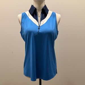 Belyn Key Sleeveless Golf Polo with White and Navy Accents